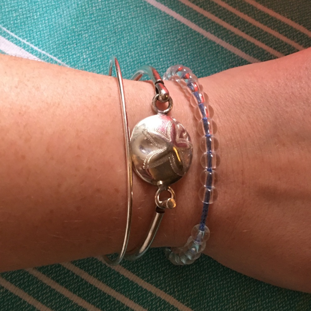 Sand Dollar Bangle Bracelet // Sterling Silver